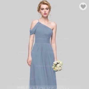 Steel blue long Bridesmaid dress